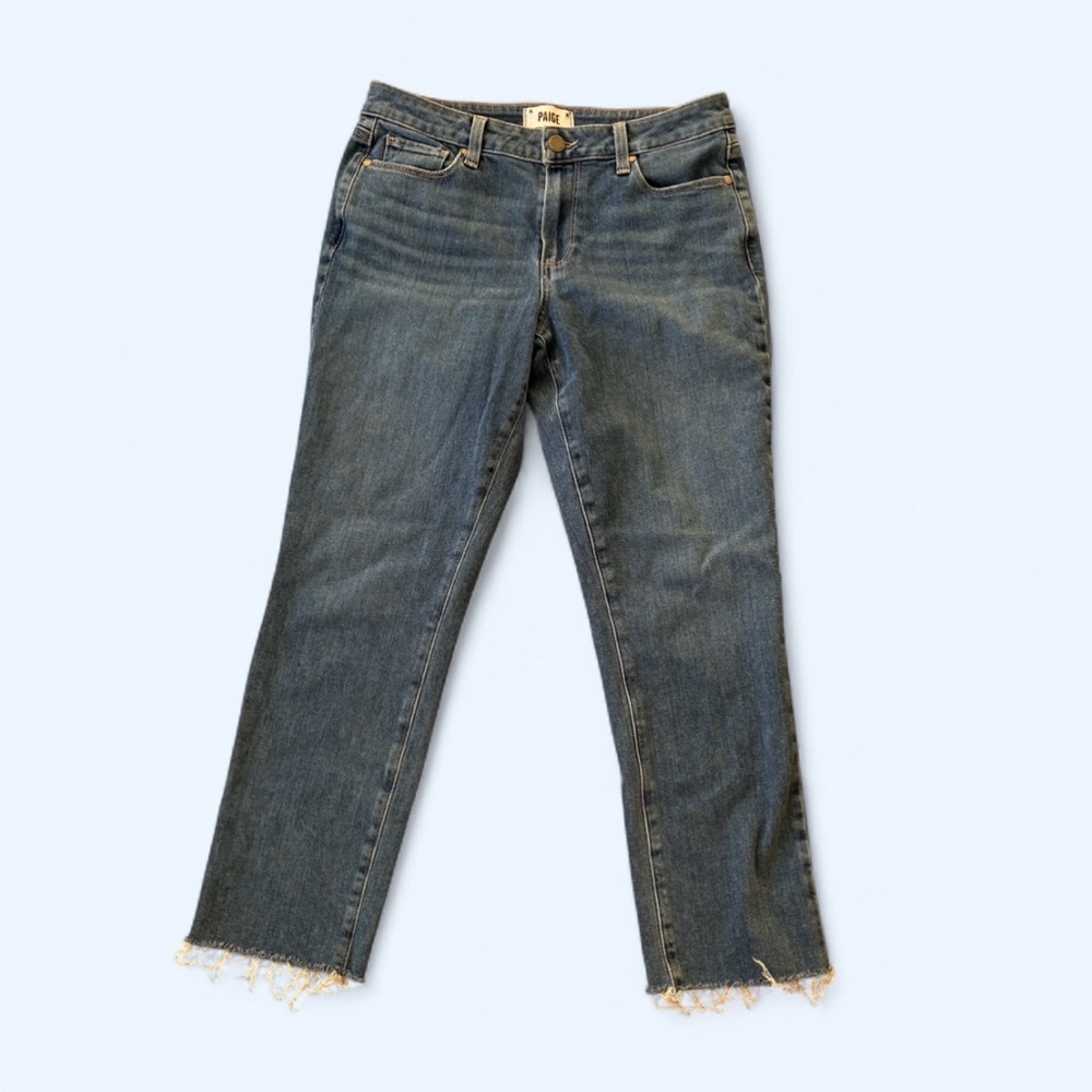 Paige Brigitte Jeans blue raw hem ankle crop Size 28 spring summer basic casual